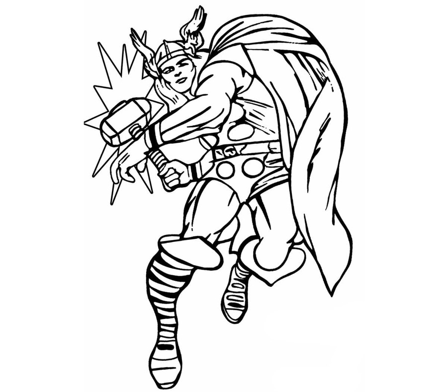 Kolorowanka Thor bezpłatny wydruku