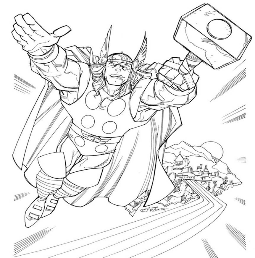 Kolorowanka Thor wydruku łatwy