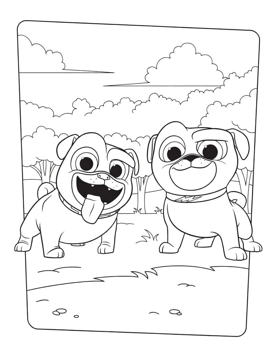 Kolorowanka Bingo i Rolly w akcji bezpłatny wydruku łatwy