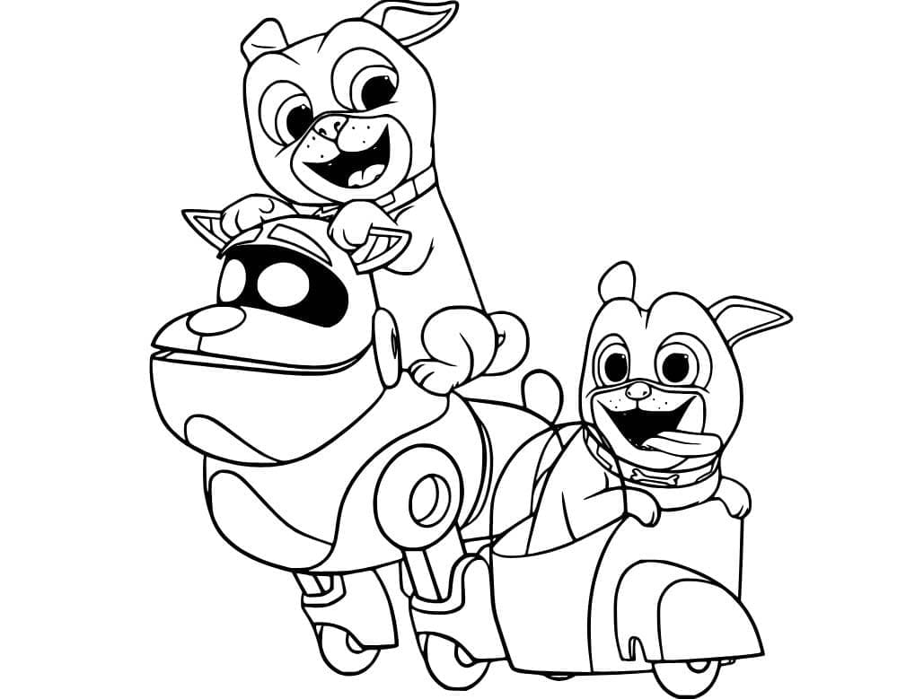 Kolorowanka Bingo i Rolly w akcji bezpłatny wydruku podstawowy