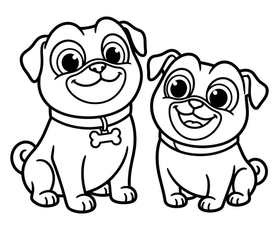 Kolorowanka Bingo i Rolly w akcji bezpłatny wydruku