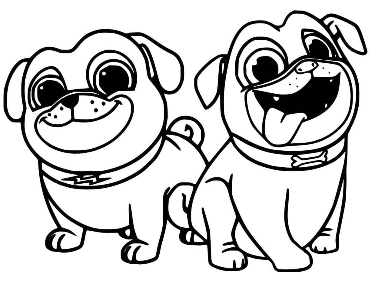 Kolorowanka Bingo i Rolly w akcji wydruku dla dzieci