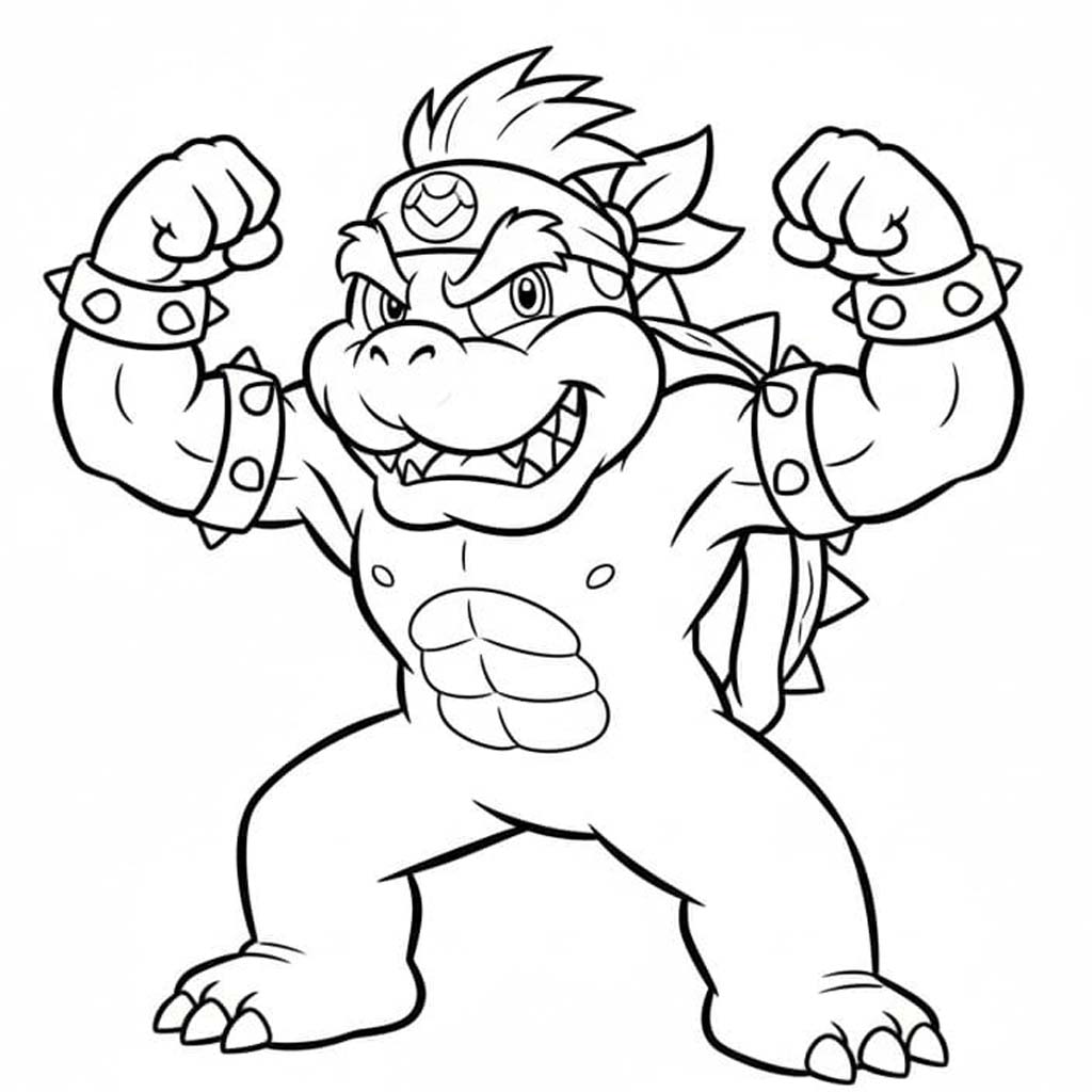 Kolorowanka Bowser bezpłatny wydruku podstawowy