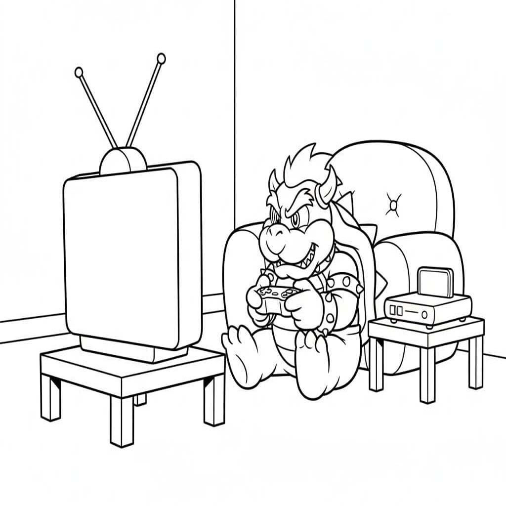 Kolorowanka Bowser bezpłatny wydruku prosty