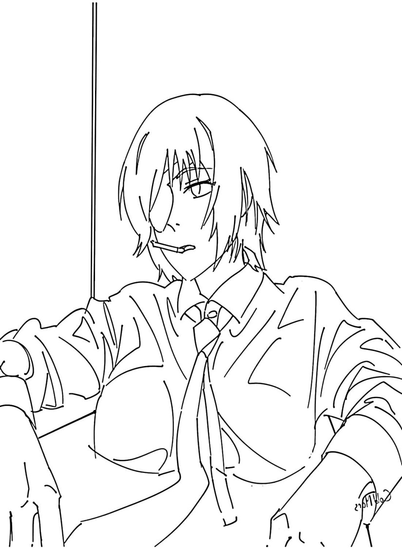 Kolorowanka Chainsaw Man bezpłatny wydruku dla dzieci