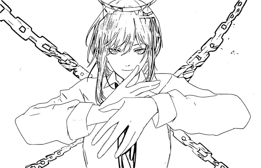 Kolorowanka Chainsaw Man bezpłatny wydruku prosty