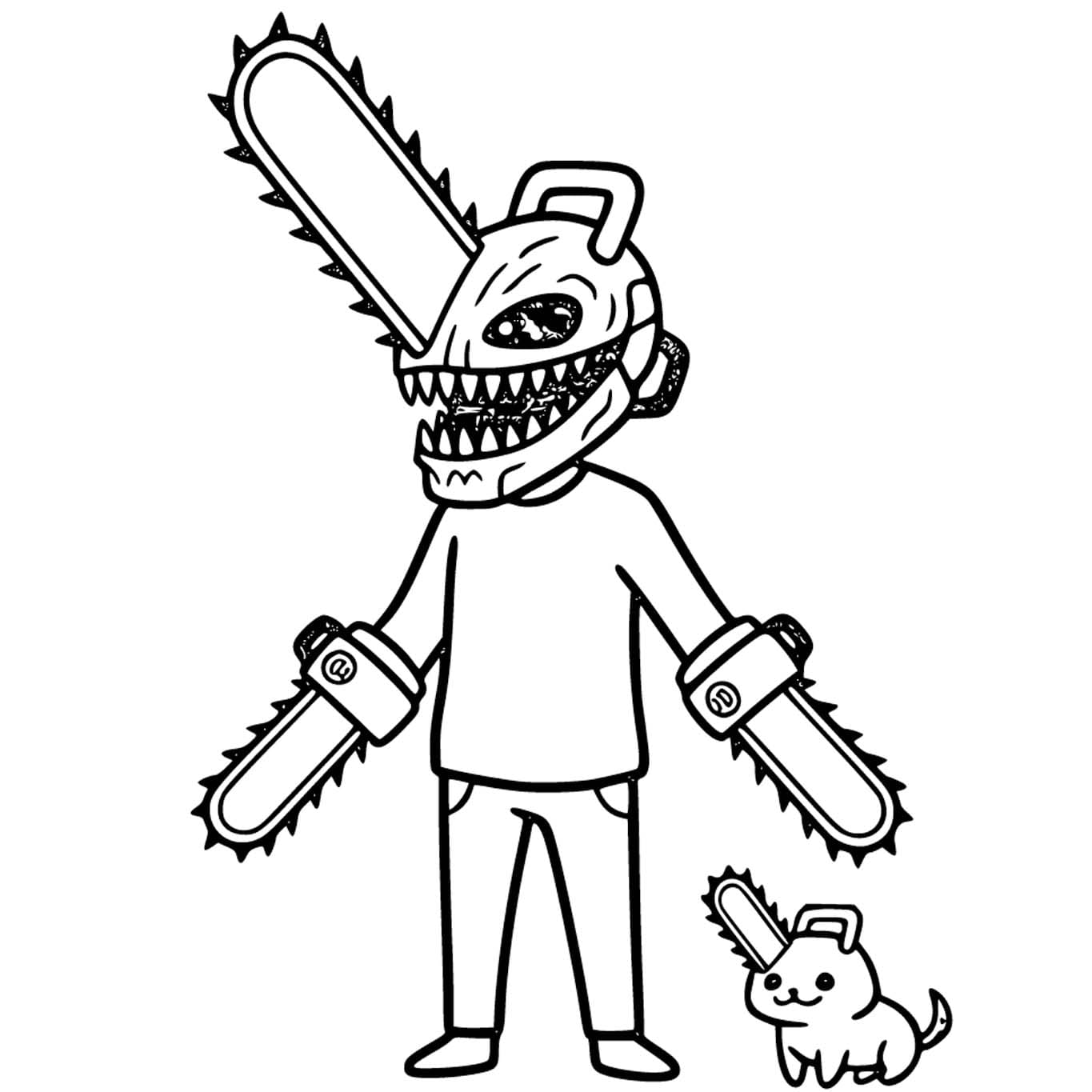 Kolorowanka Chainsaw Man wydruku dla dzieci