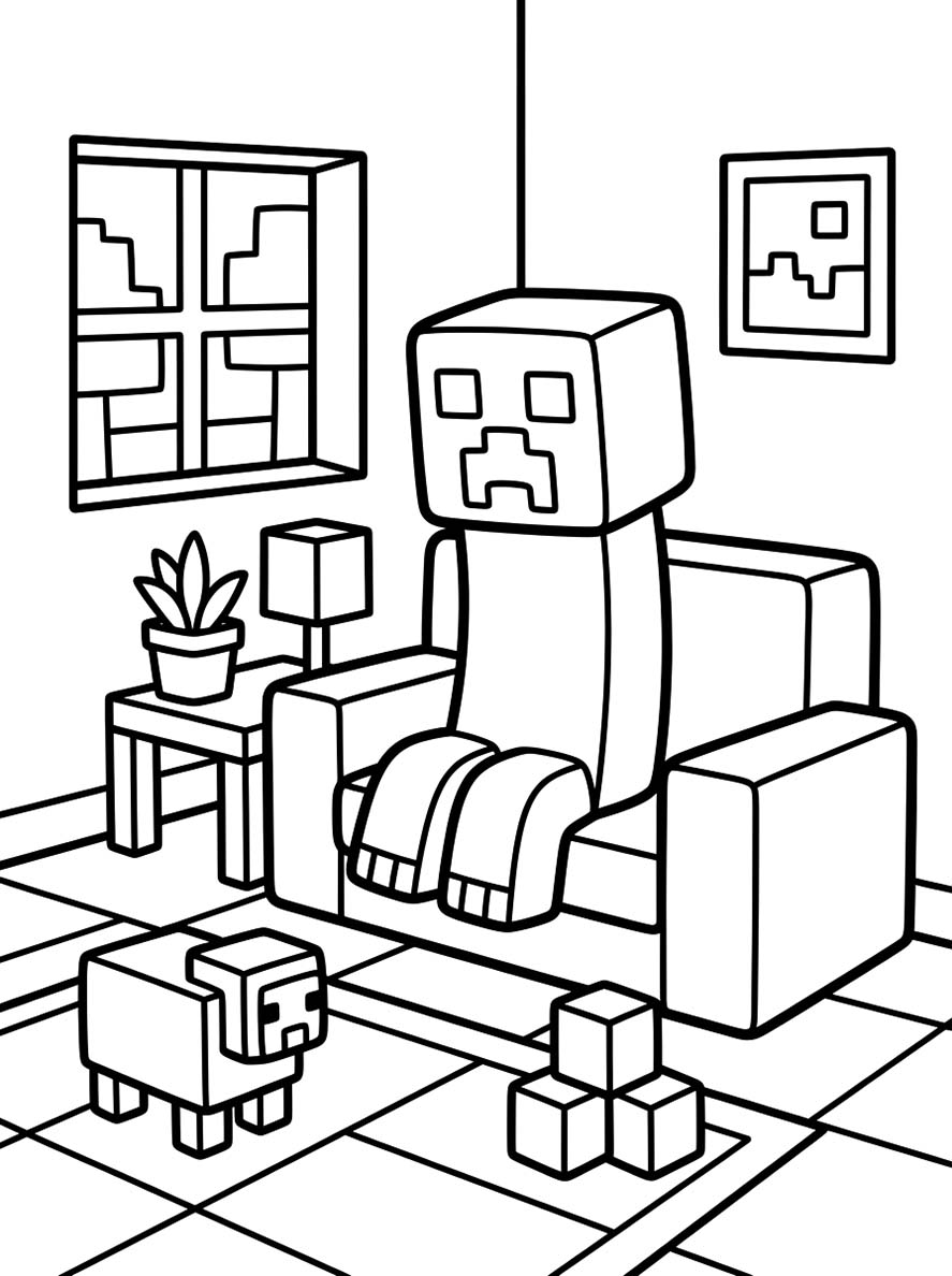 Kolorowanka Creeper bezpłatny wydruku prosty