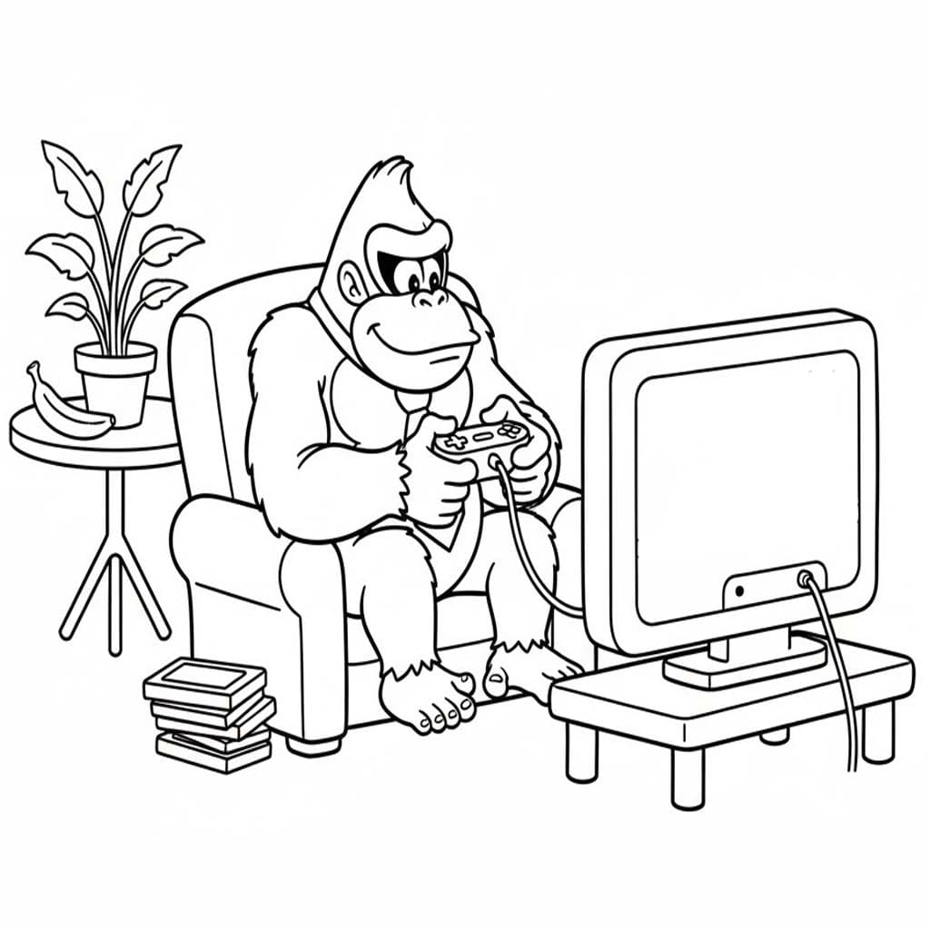 Kolorowanka Donkey Kong bezpłatny wydruku