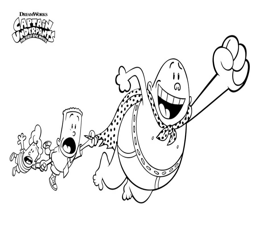 Kolorowanka Kapitan Majtas bezpłatny wydruku prosty