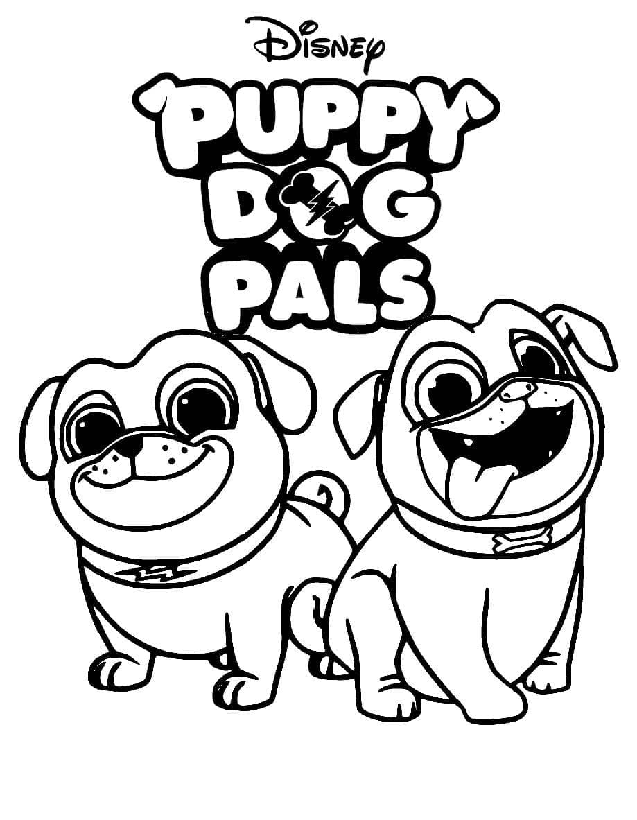 Kolorowanka Narysuj Bingo i Rolly w akcji bezpłatny wydruku łatwy