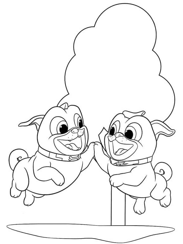 Kolorowanka Narysuj Bingo i Rolly w akcji wydruku dla dzieci