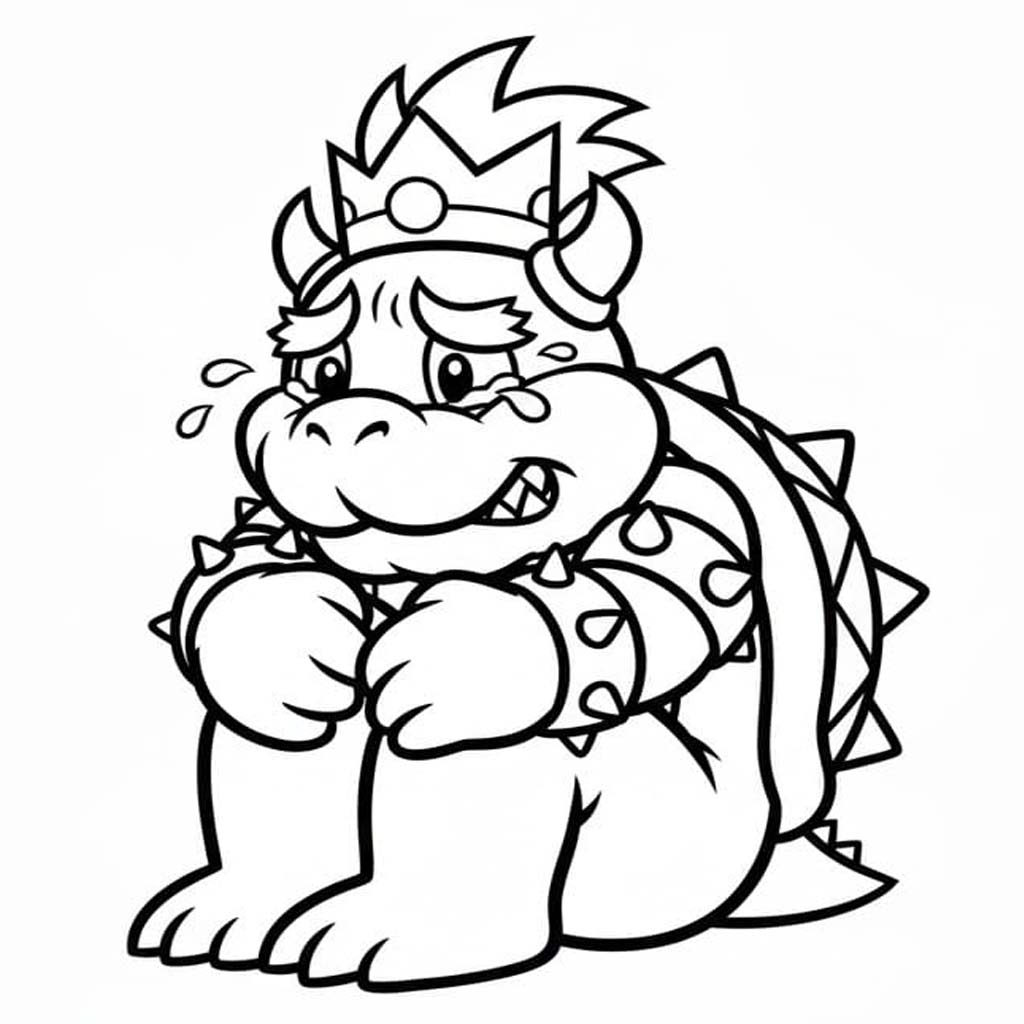 Kolorowanka Narysuj Bowser bezpłatny dla dzieci