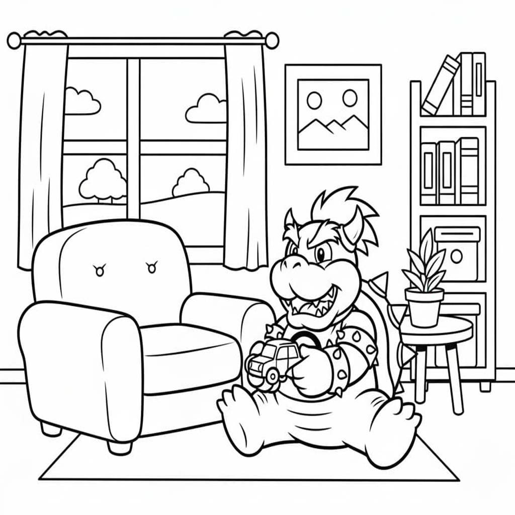 Kolorowanka Narysuj Bowser bezpłatny łatwy