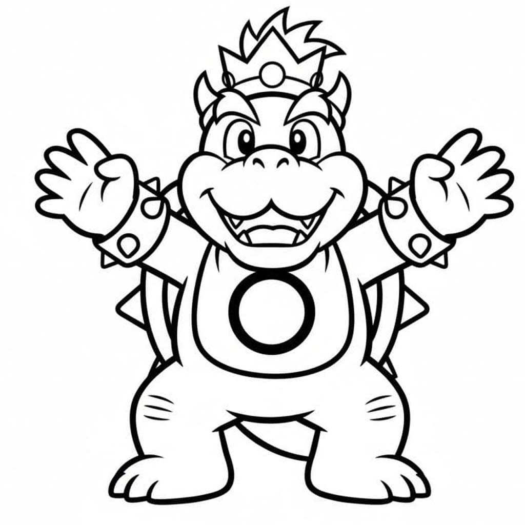 Kolorowanka Narysuj Bowser bezpłatny wydruku łatwy