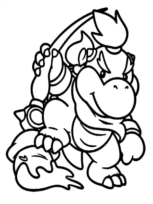 Kolorowanka Narysuj Bowser dla dzieci