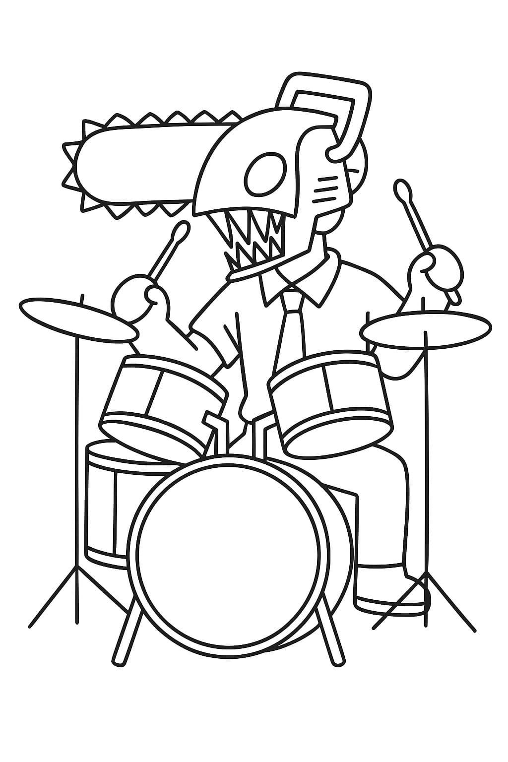 Kolorowanka Narysuj Chainsaw Man bezpłatny wydruku podstawowy