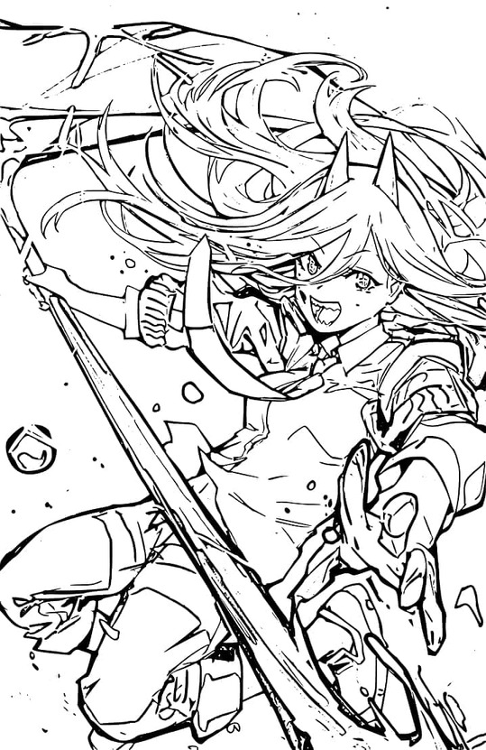 Kolorowanka Narysuj Chainsaw Man bezpłatny wydruku prosty