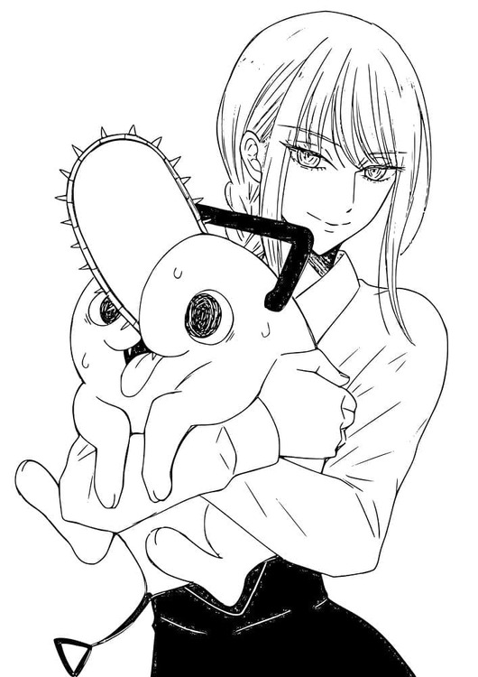 Kolorowanka Narysuj Chainsaw Man prosty