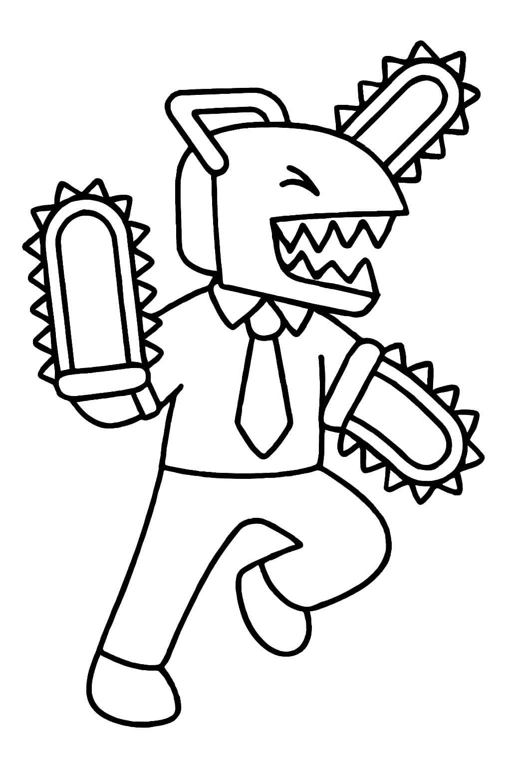 Kolorowanka Narysuj Chainsaw Man wydruku podstawowy