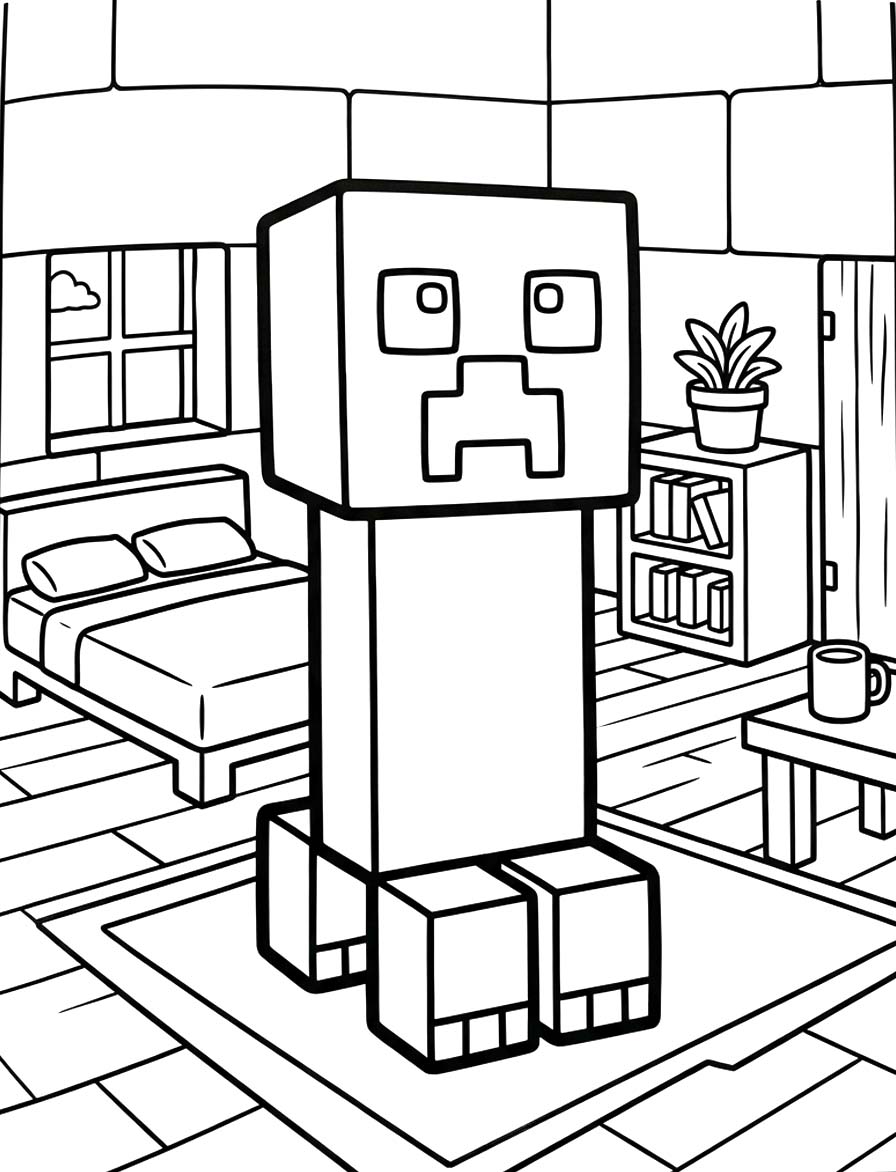 Kolorowanka Narysuj Creeper bezpłatny prosty