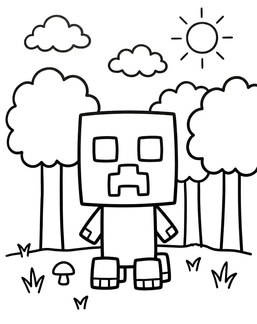 Kolorowanka Narysuj Creeper bezpłatny wydruku prosty