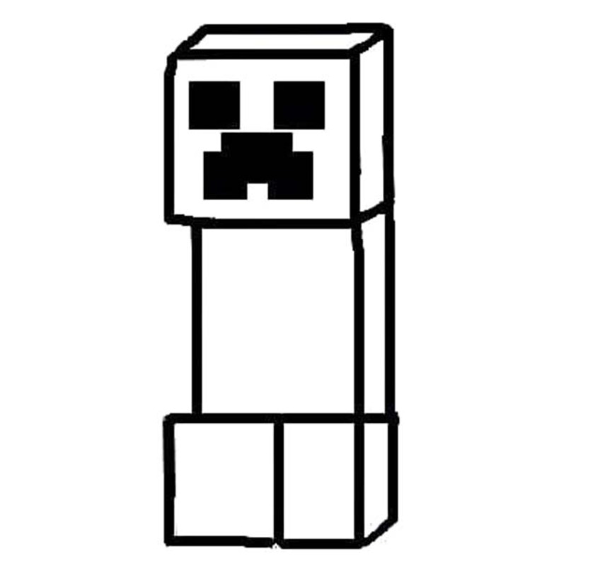 Kolorowanka Narysuj Creeper wydruku podstawowy