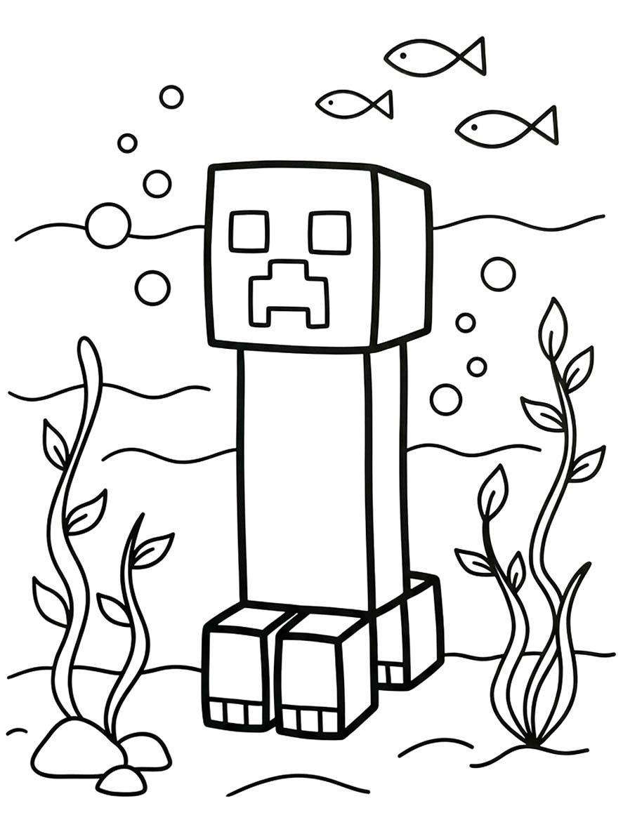 Kolorowanka Narysuj Creeper wydruku