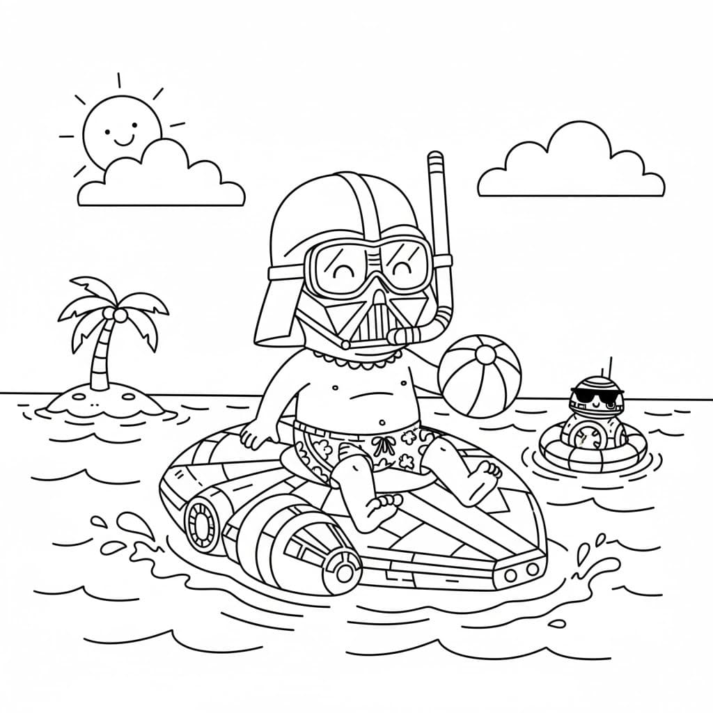 Kolorowanka Narysuj Darth Vader bezpłatny wydruku podstawowy