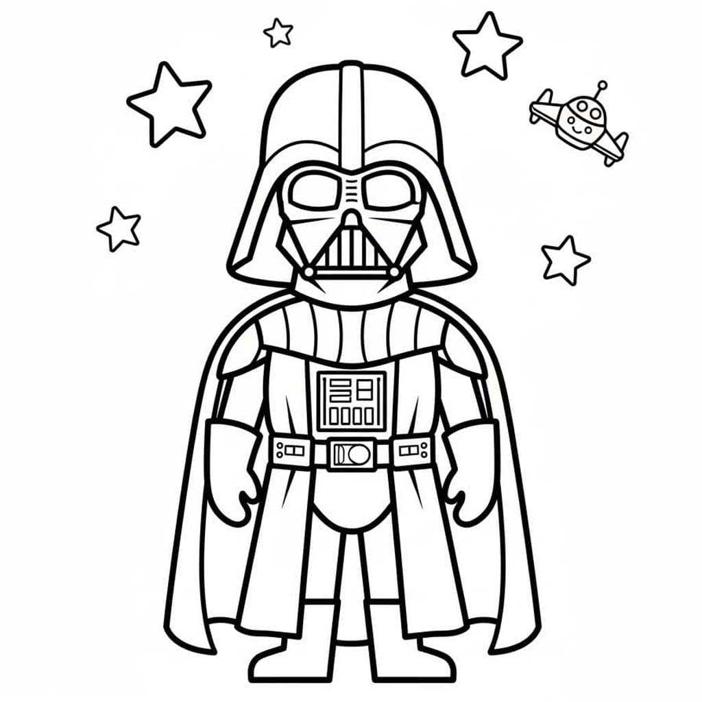 Kolorowanka Narysuj Darth Vader łatwy