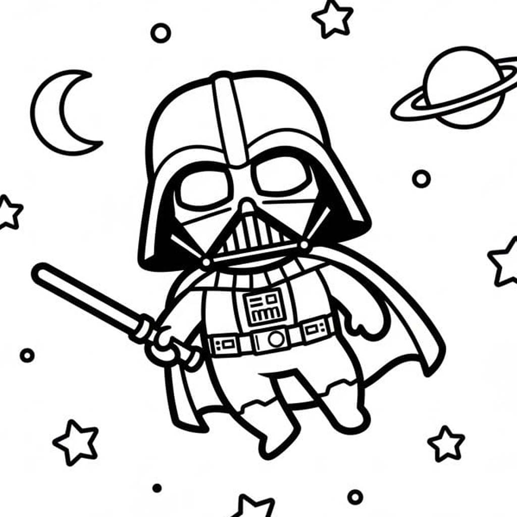 Kolorowanka Narysuj Darth Vader podstawowy