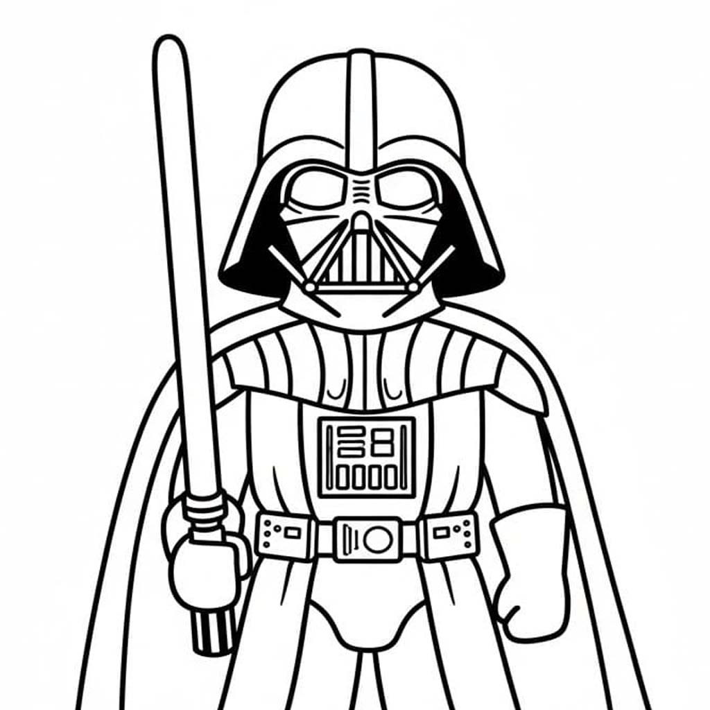Kolorowanka Narysuj Darth Vader wydruku dla dzieci