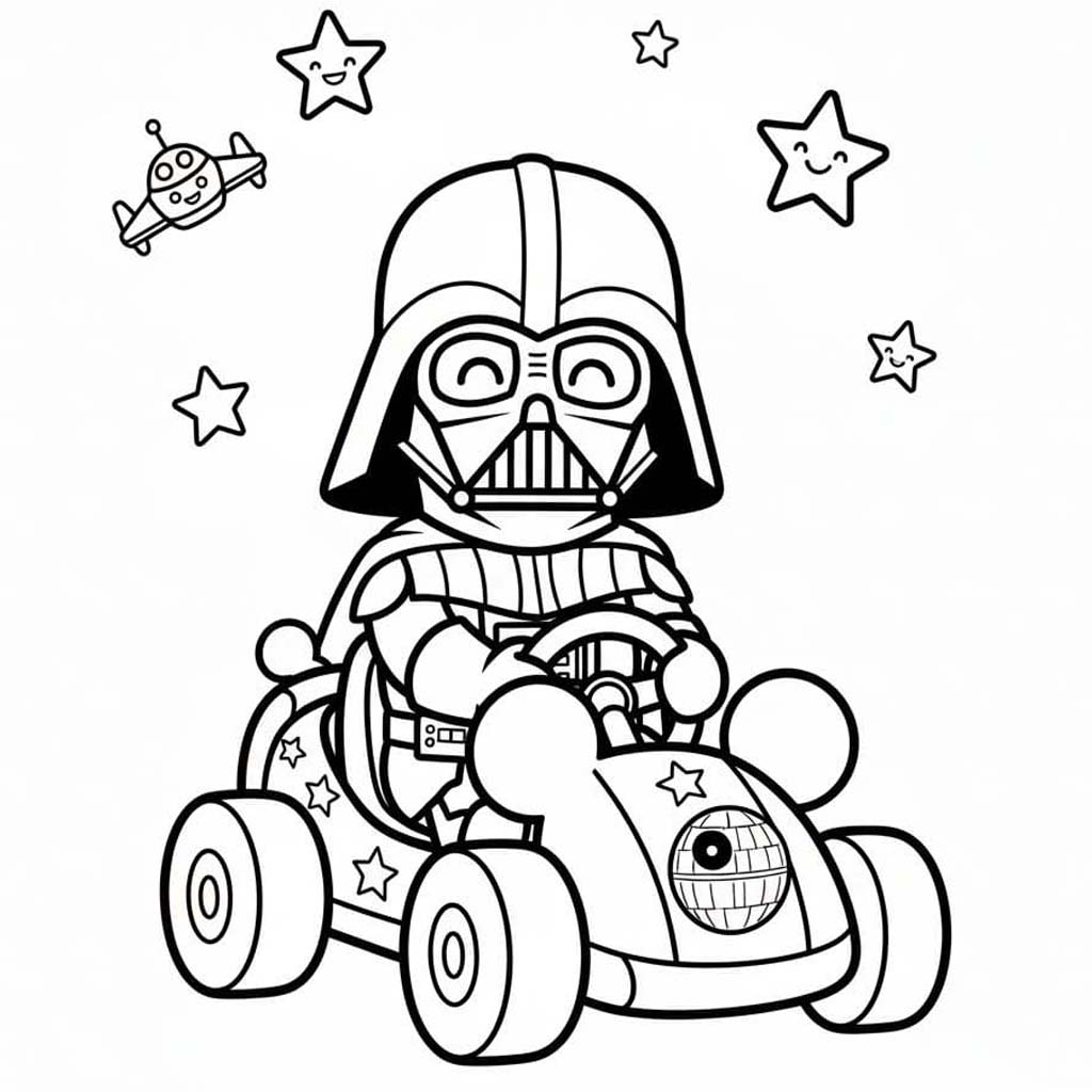 Kolorowanka Narysuj Darth Vader wydruku prosty