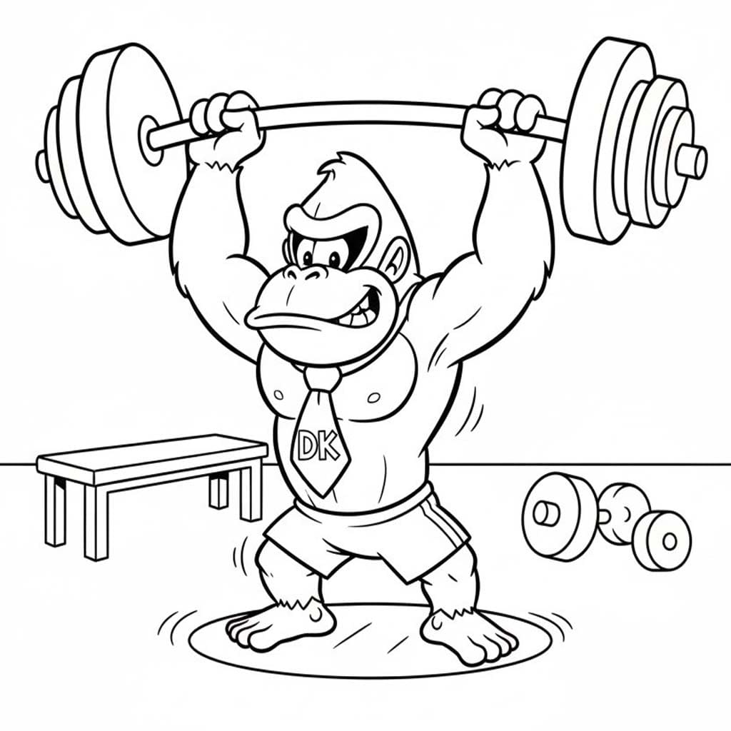 Kolorowanka Narysuj Donkey Kong wydruku prosty