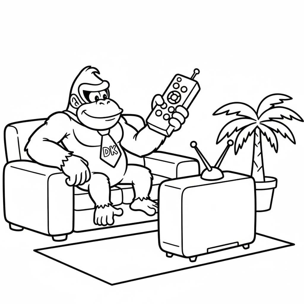 Kolorowanka Narysuj Donkey Kong wydruku