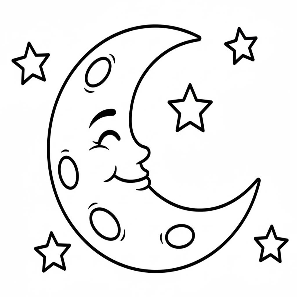 Kolorowanka Narysuj Księżyc podstawowy