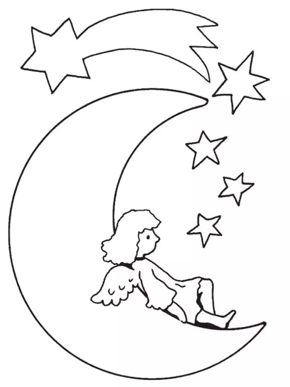 Kolorowanka Narysuj Księżyc wydruku podstawowy