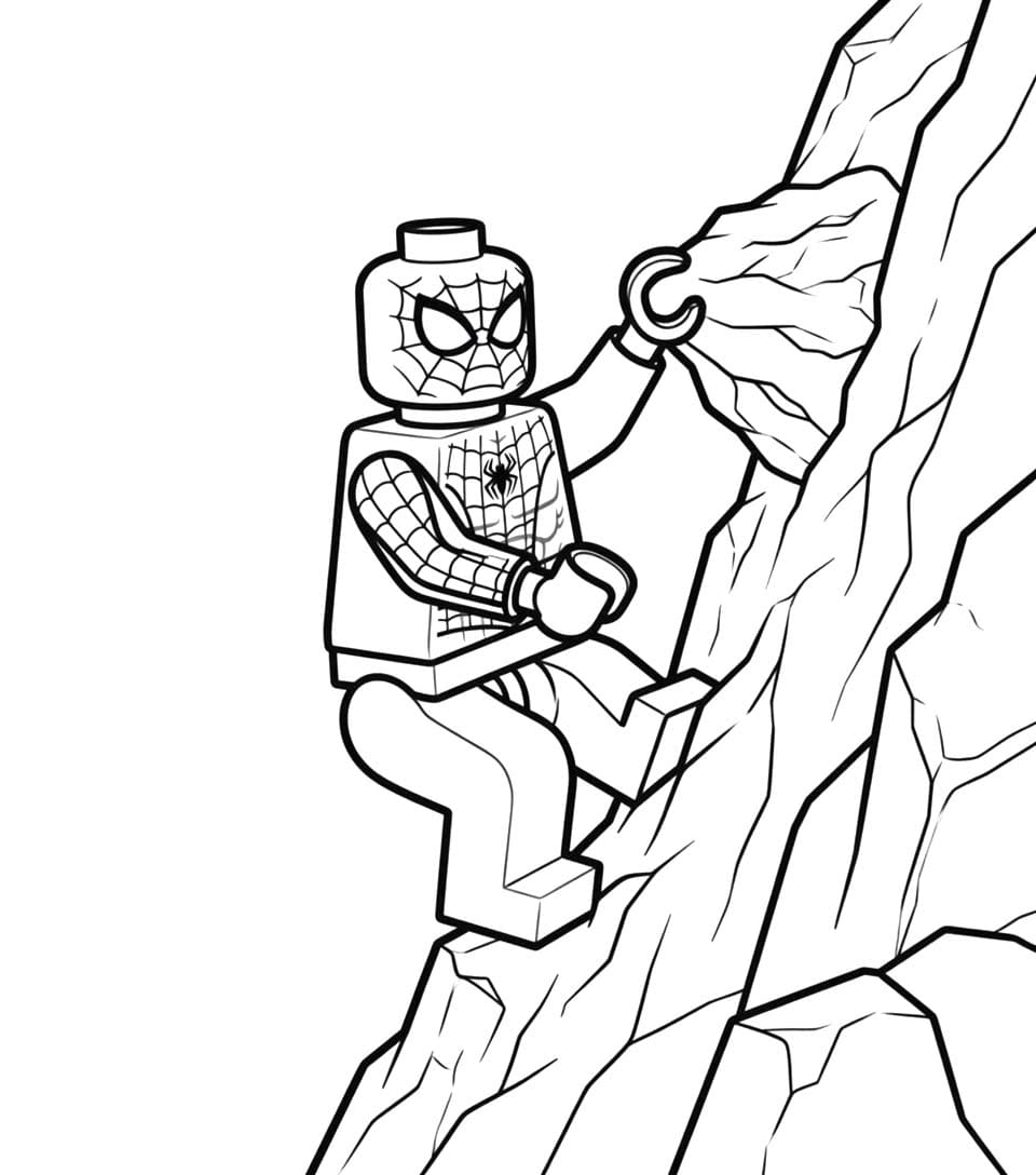 Kolorowanka Narysuj Lego Spiderman prosty