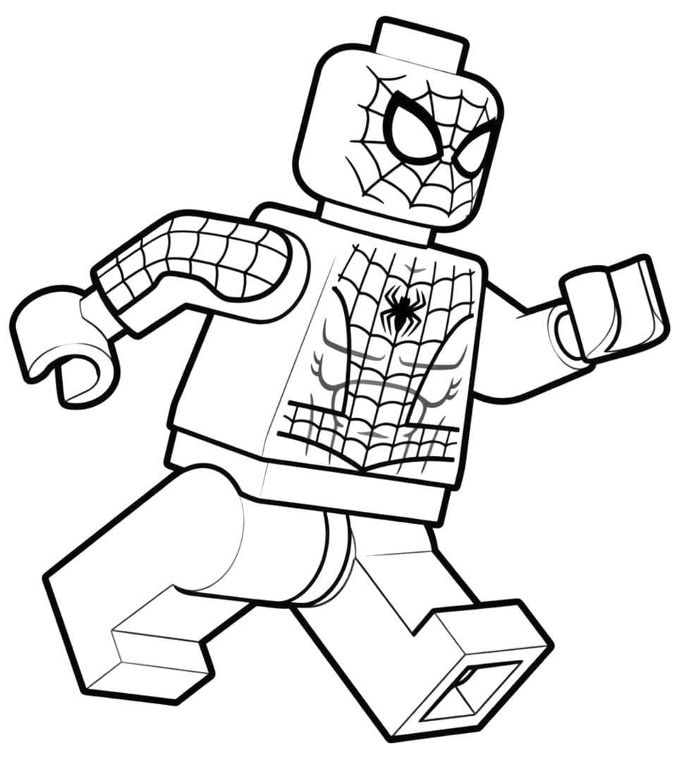 Kolorowanka Narysuj Lego Spiderman wydruku dla dzieci