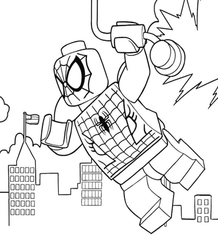 Kolorowanka Narysuj Lego Spiderman wydruku prosty