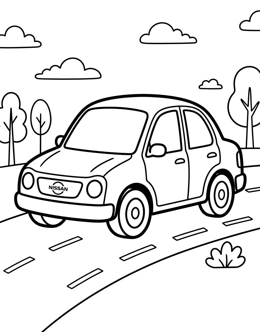 Kolorowanka Narysuj Nissan bezpłatny dla dzieci