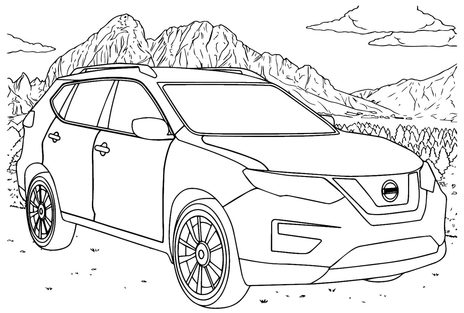 Kolorowanka Narysuj Nissan bezpłatny prosty