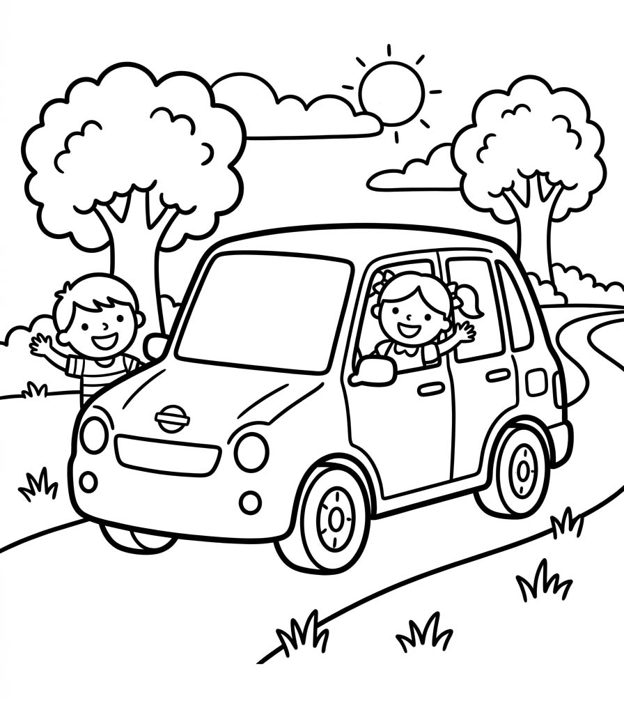 Kolorowanka Narysuj Nissan wydruku dla dzieci