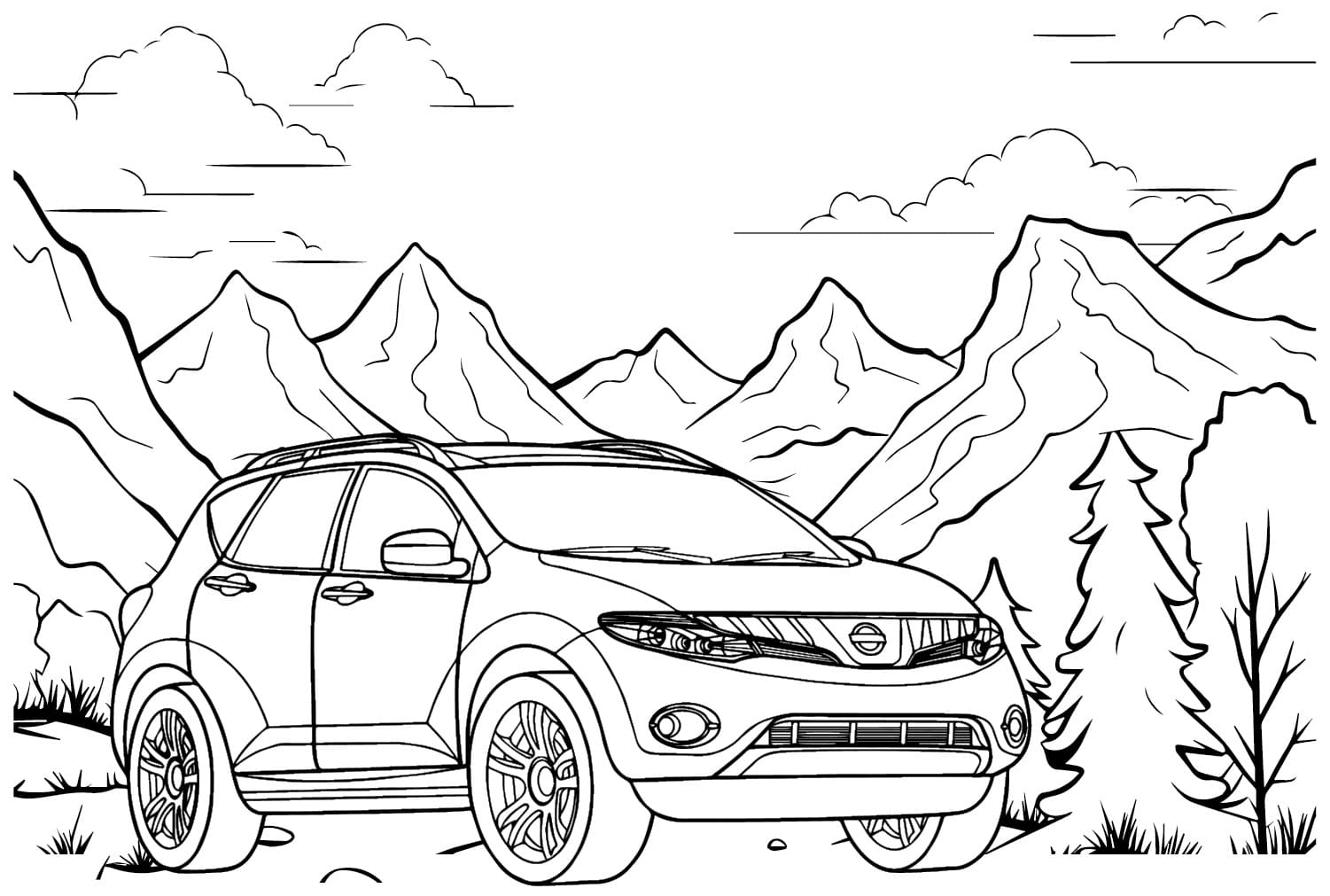 Kolorowanka Narysuj Nissan wydruku łatwy