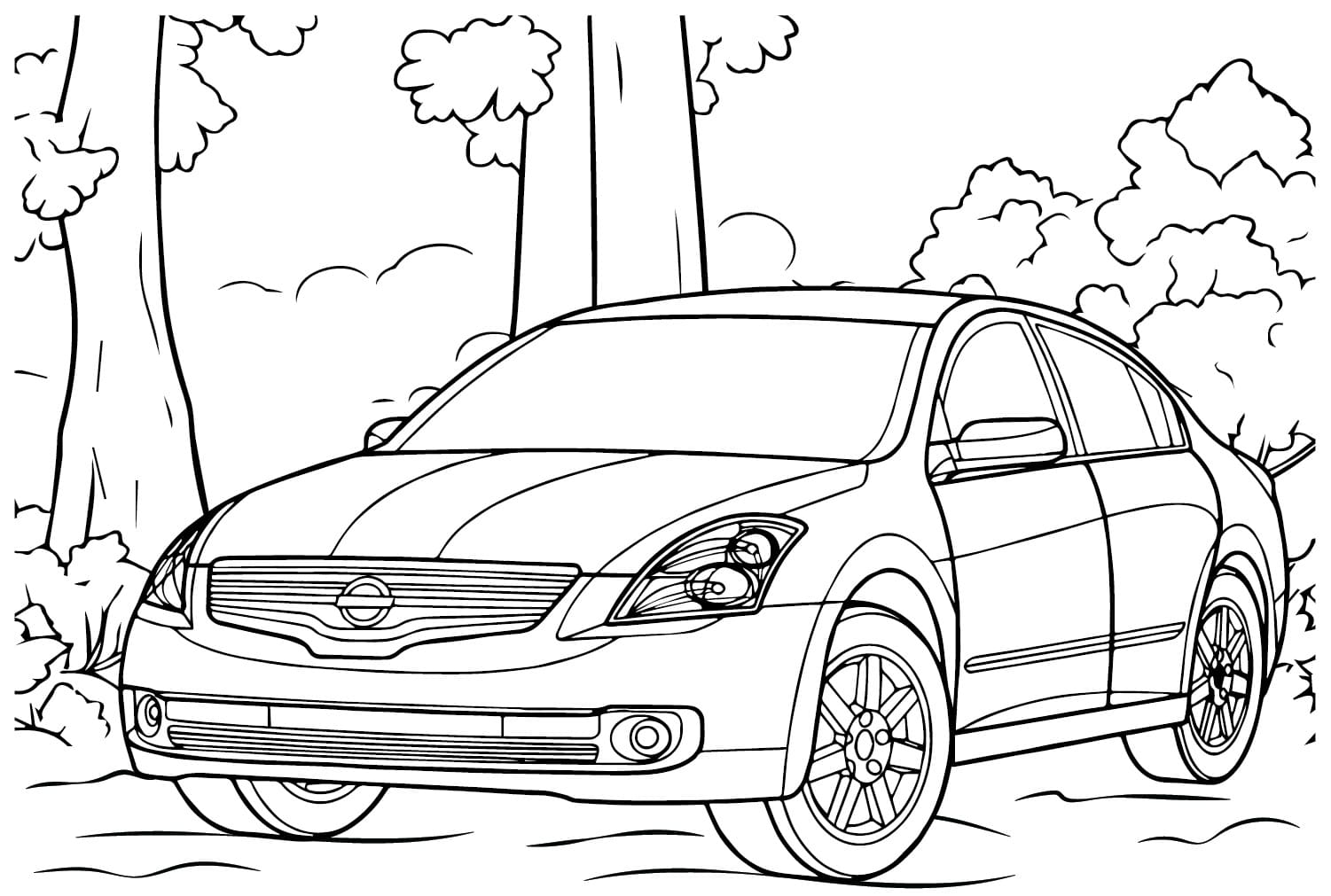 Kolorowanka Narysuj Nissan wydruku podstawowy