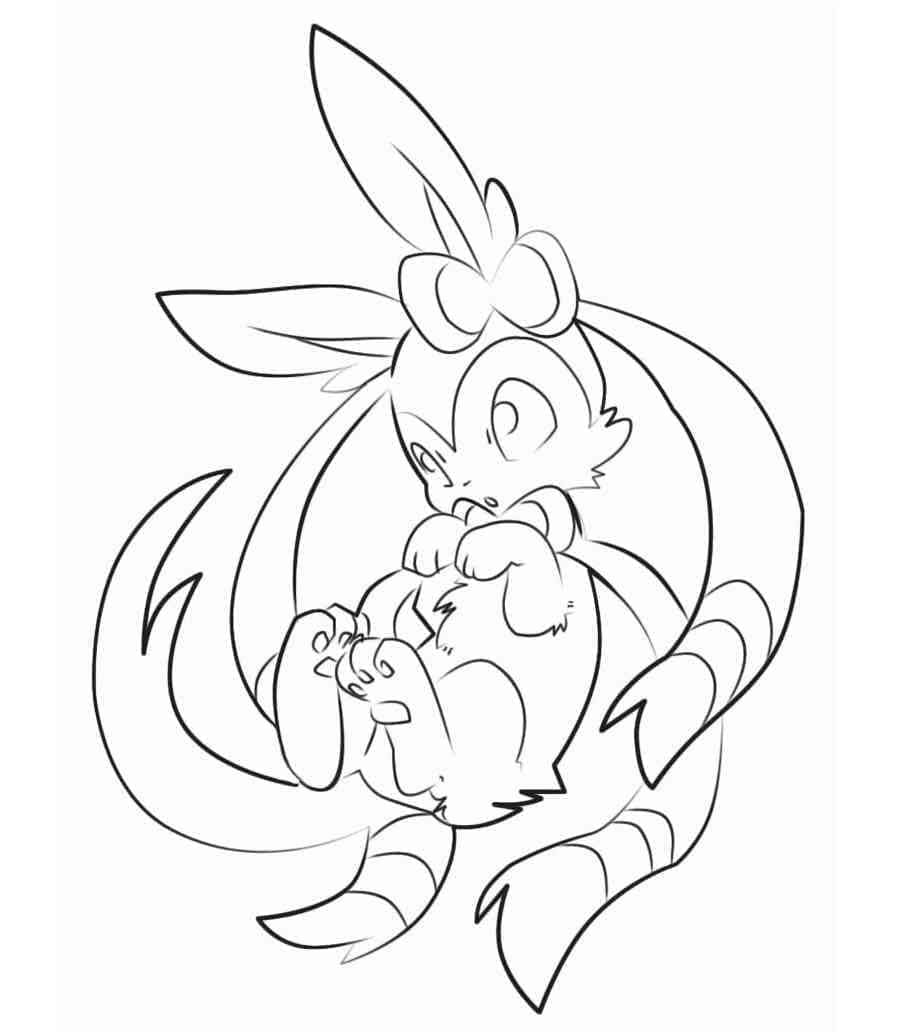 Kolorowanka Narysuj Pokemon Sylveon bezpłatny prosty