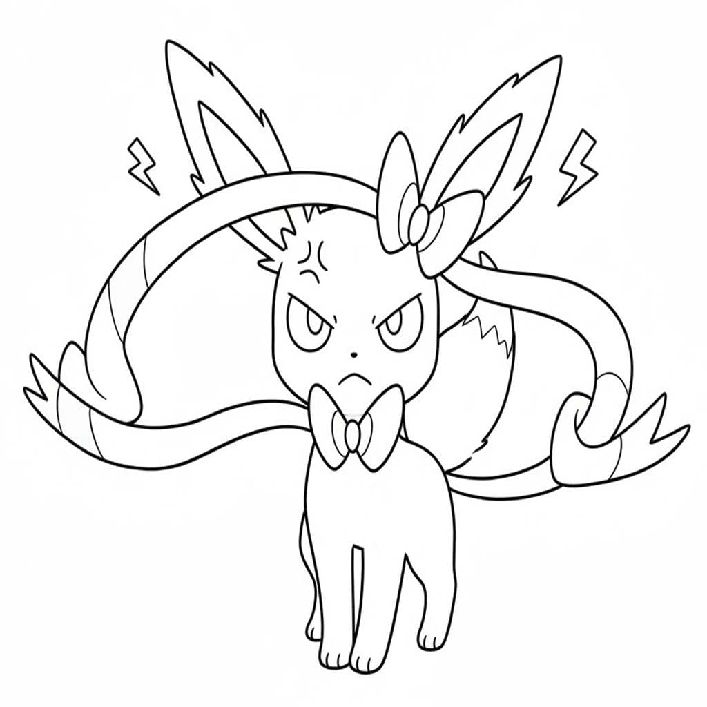 Kolorowanka Narysuj Pokemon Sylveon bezpłatny wydruku