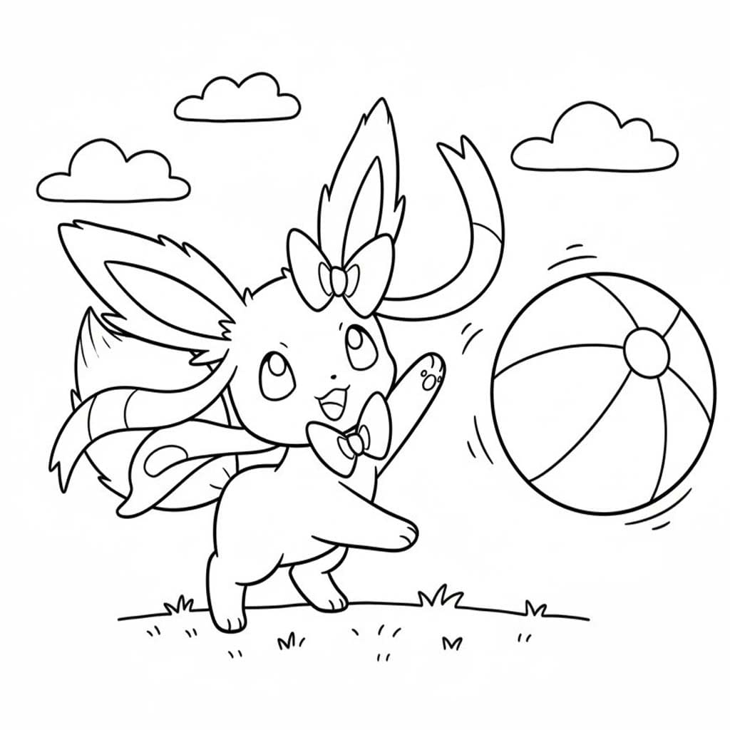 Kolorowanka Narysuj Pokemon Sylveon wydruku