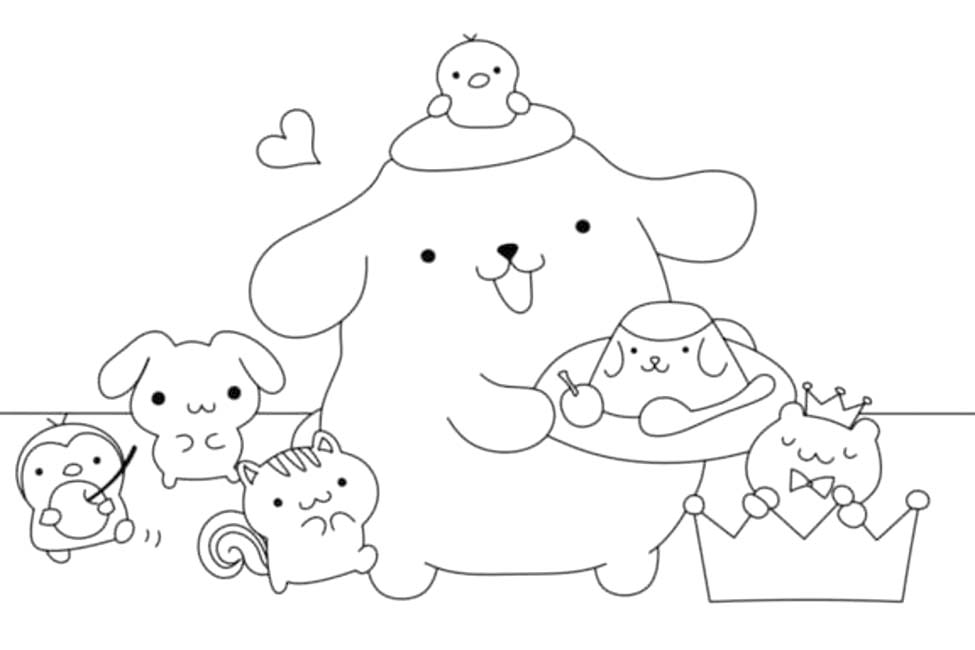 Kolorowanka Narysuj Pompompurin wydruku prosty