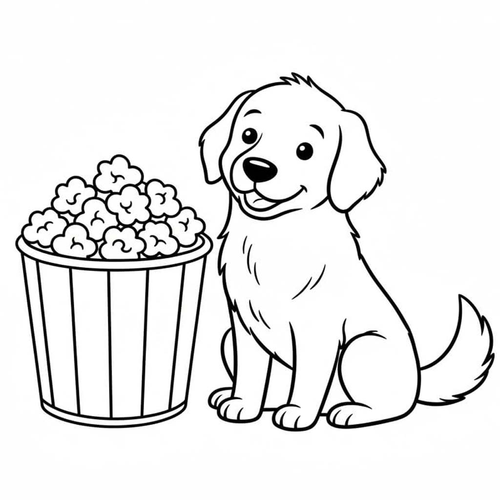 Kolorowanka Narysuj Prażona Kukurydza bezpłatny łatwy